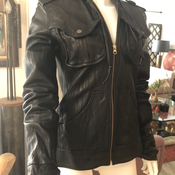 Mike & Chris Soft Leather Jacket with hood Size M - Picture 6 of 8